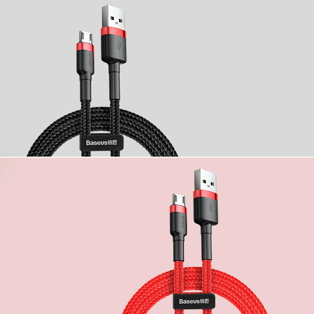 Kabllo Baseus Cafule, USB në micro USB, 3m, 2A, e zezë-kuqe