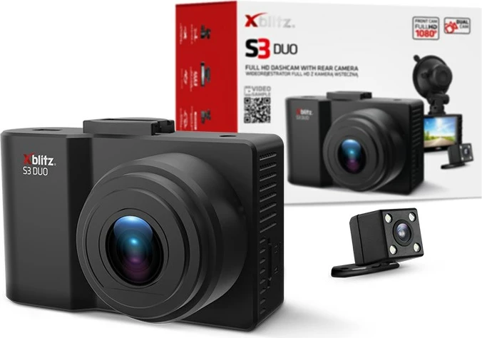 Video regjistrues makine Xblitz S3 DUO, Full HD, 2 kamera, 128 GB, Zi
