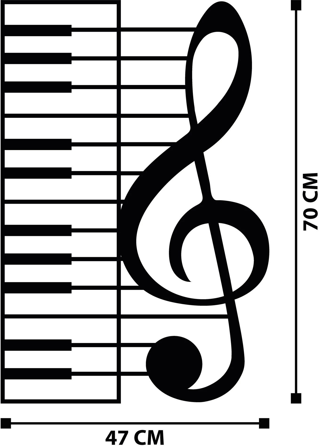 Aksesor dekorativ metalik për mur, temë muzikore, Wallity, ngjyrë e zezë