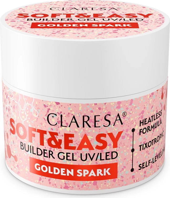 Xhel ndërtues për thonj Claresa Soft&Easy Builder Gel Golden Spark për femra, 12g