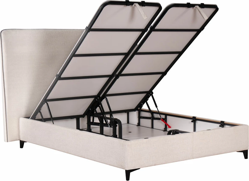 Krevat me hapësirë për depo, ngjyrë off-white dhe e zezë, 210x170x120cm, Colombo