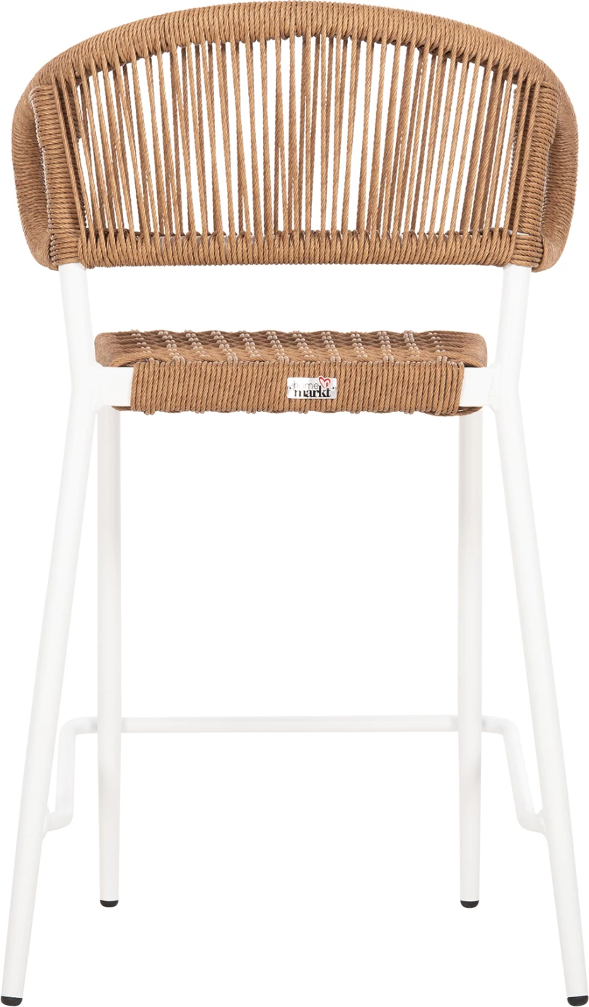 Karrige për bar, lartësi mesatare, EULO FH6087.02, alumin në të bardhë, ratan sintetik në bezhë, 60x60x99H cm