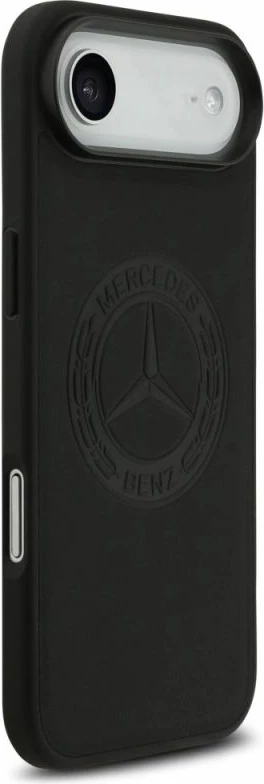 Kapak telefoni Mercedes Leather Vintage Logo MagSafe për iPhone Air, i zi