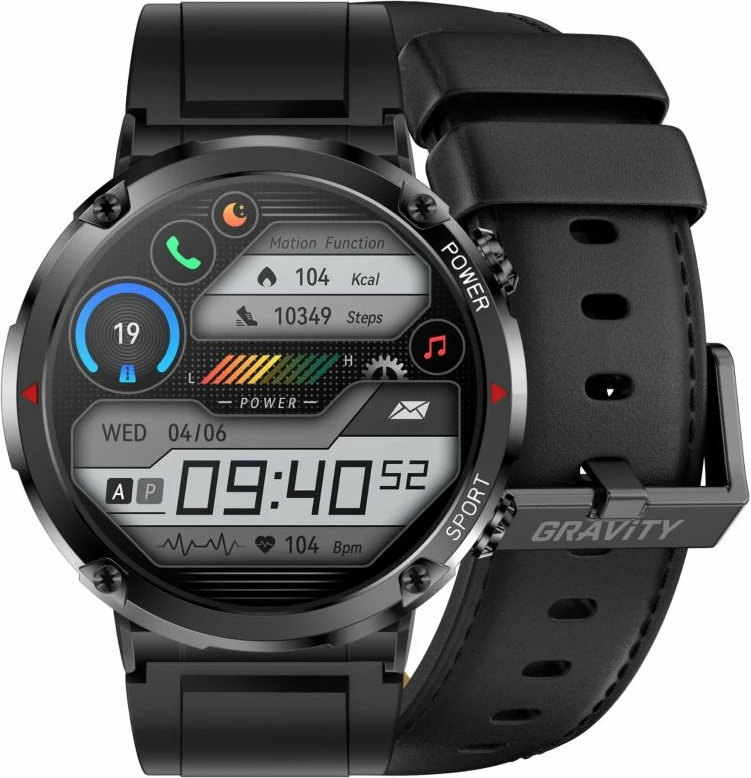 Smartwatch Gravity për meshkuj, e zezë
