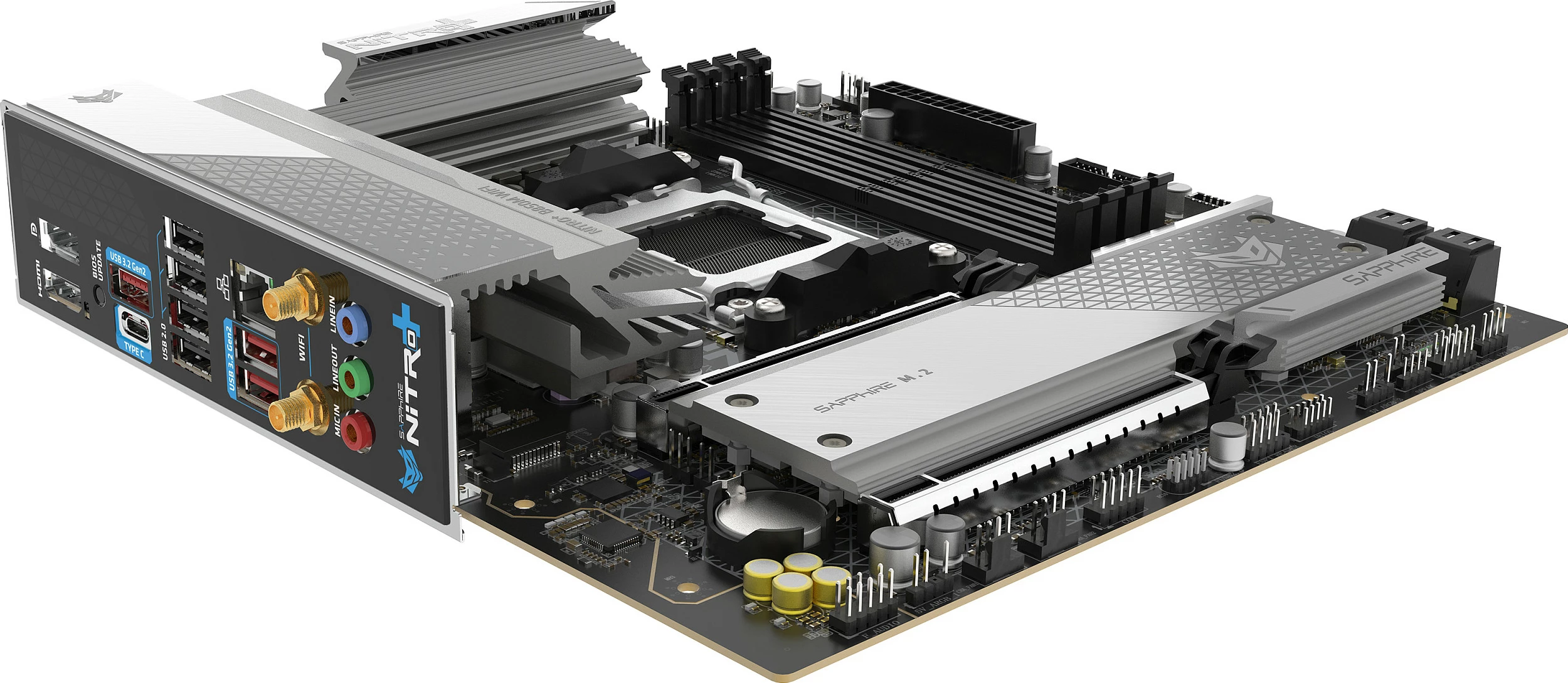 Pllakë amë Sapphire NITRO+ B850M WiFi, Socket AM5, micro ATX, e zezë/argjendtë