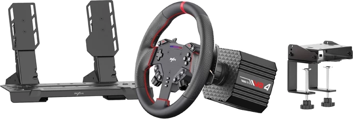 Set timon garash me Direct Drive, PXN VD4 Bundle EU, 4 Nm, encoder 24-bit, timon 11 inch, pedale të rregullueshme, me kabllo, e zezë/e kuqe, set