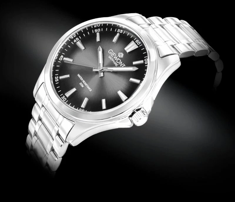Orë dore meshkuj Giewont Elegance GW5160-B2, e zezë/argjendtë