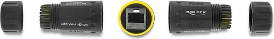 Kuple rrjeti DeLOCK RJ45 femër-femër, IP68, M23, Cat6a/Cat7, zezë