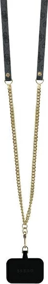 Mbështjellës Guess Crossbody 4G Metal Logo për iPhone 16, i zi, me rrip