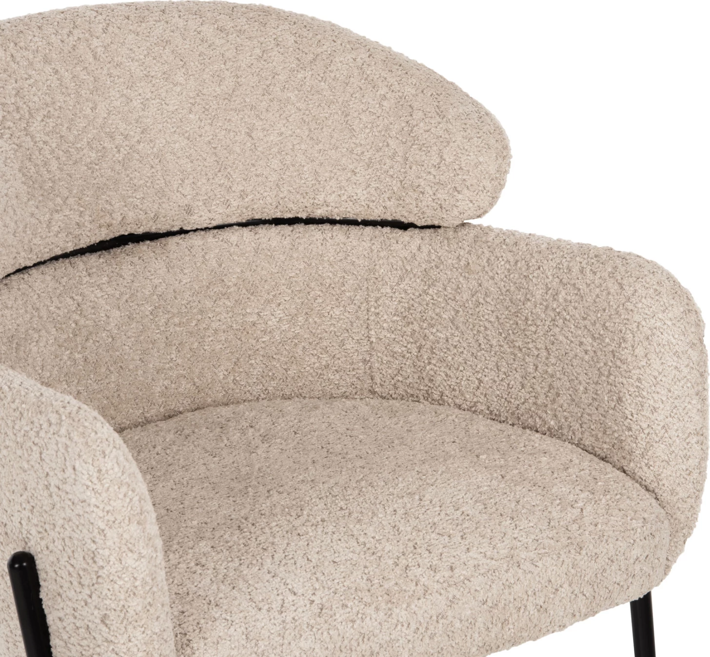 Karrige për bar mesatare WOLF FH8584.02, pëlhurë boucle ecru-këmbë metalike të zeza, 56x56x96Hcm., set prej 2 copë