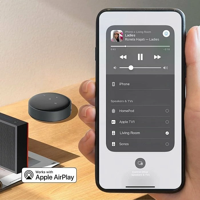 Player streaming rrjeti Arylic WiiM Mini AirPlay 2 Wi-Fi 2.4/5GHz Bluetooth 5.0 DAC Burr-Brown, i zi, set me kabllo