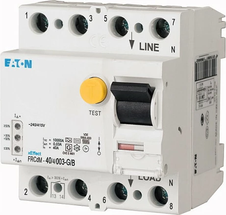 Ndërprerës diferencial (RCD/FI) Eaton FRCDM-40/4/003-G/B, 40A, 4P, 30mA, Tip B, IP20, i bardhë