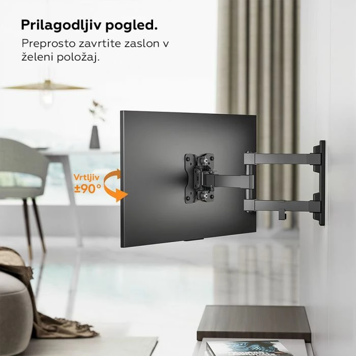 Mbajtëse muri për TV/monitor VonHaus 3000245 23-27\" tilt & swivel deri 35 kg, e zezë