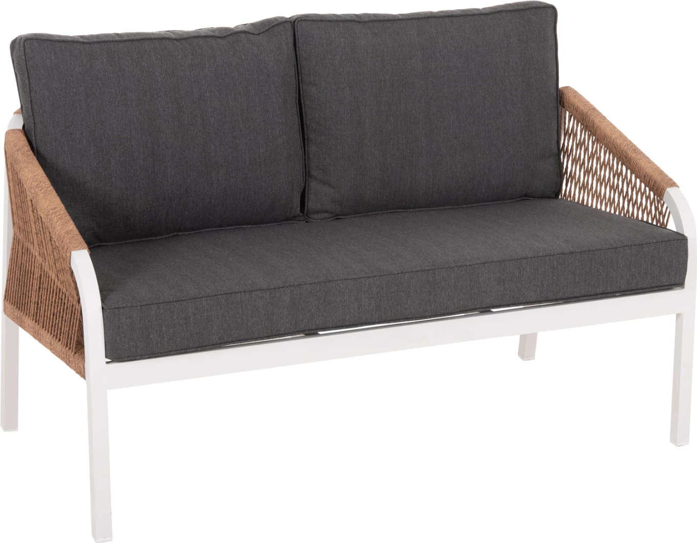 Divan për jashtë 2-vendësh MAERLY FH6116.01 alumin në ngjyrë bardhë-bezhë e errët litar sintetik-jastëkë antracit