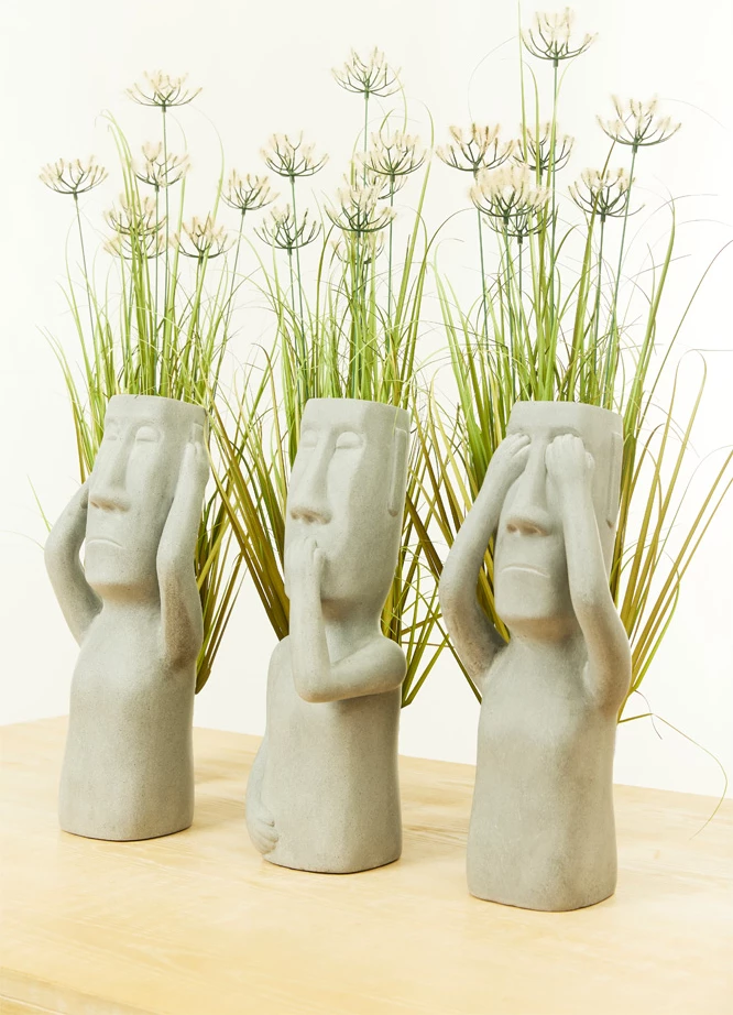 Figurë dekorative Peru Man See, gur sintetik gri, 19x18x51cm