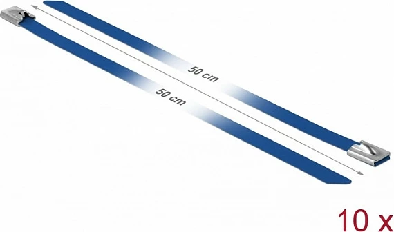 Lidhëse kabllosh DeLOCK, çelik, 500 x 7.9 mm, 10 copë, blu