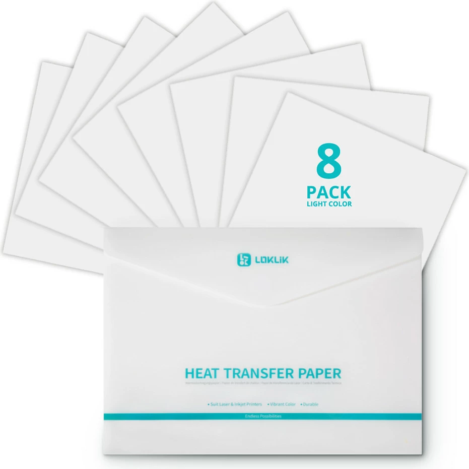 Letër transferi LOKLiK Heat Transfer Paper, për tekstile të çelëta, 8 copë