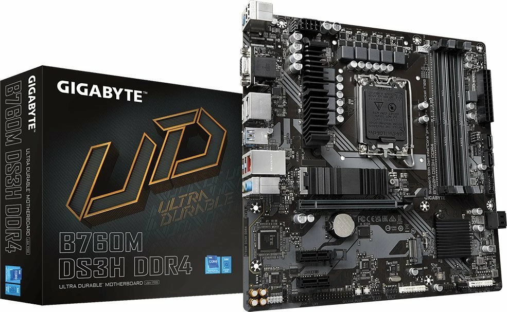 Pllakë amë Gigabyte B760M DS3H DDR4, LGA1700, Micro-ATX, 4xDDR4 deri 128GB