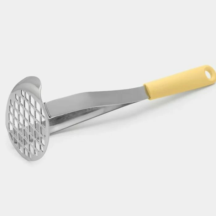 Shtypëse patatesh 2-në-1 me lugë Brabantia Tasty+ MPN 229503, inox, e verdhë