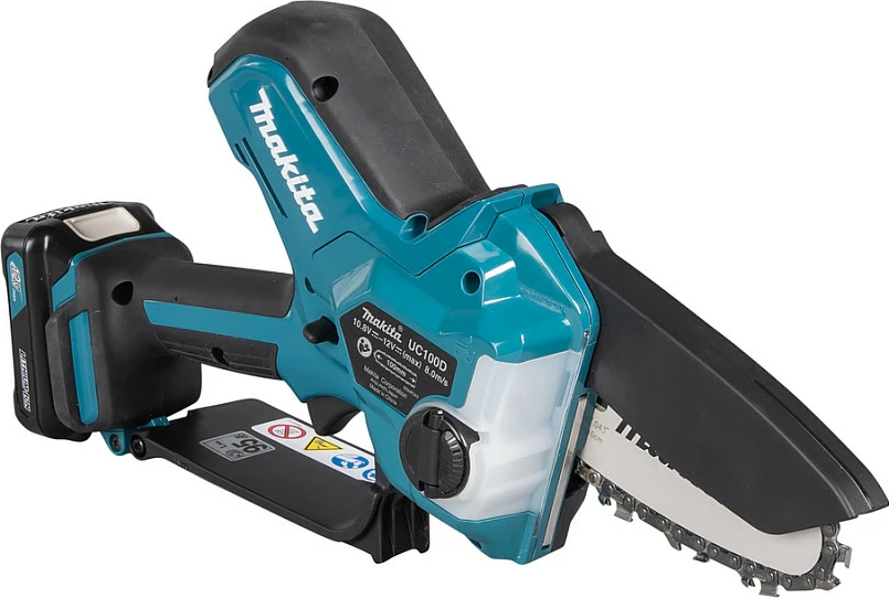 Mini sharrë zinxhir me bateri Makita UC100DZ, 12V, shinë 10 cm, pa bateri/karikues, blu/zezë