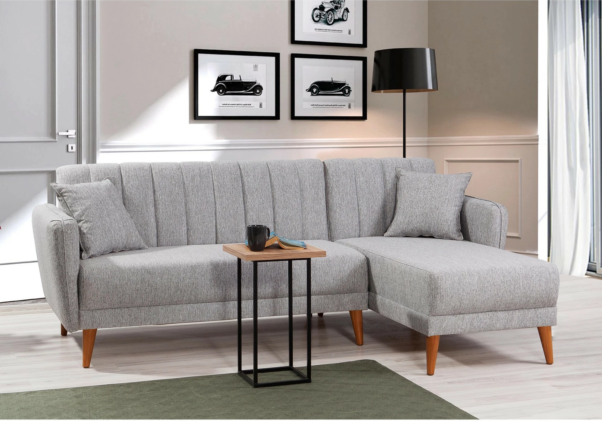 Kënd-sofë krevati Atelier del Sofa, kënd i djathtë, ngjyrë gri