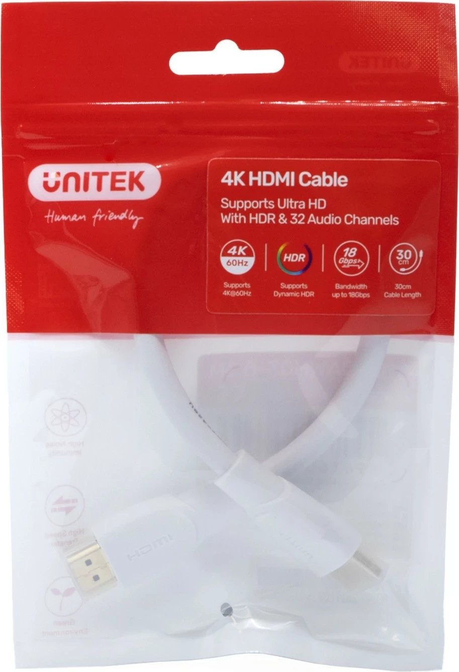 Kabllo HDMI Unitek HDMI 2.1, 0.5m, 8K HDR, e bardhë