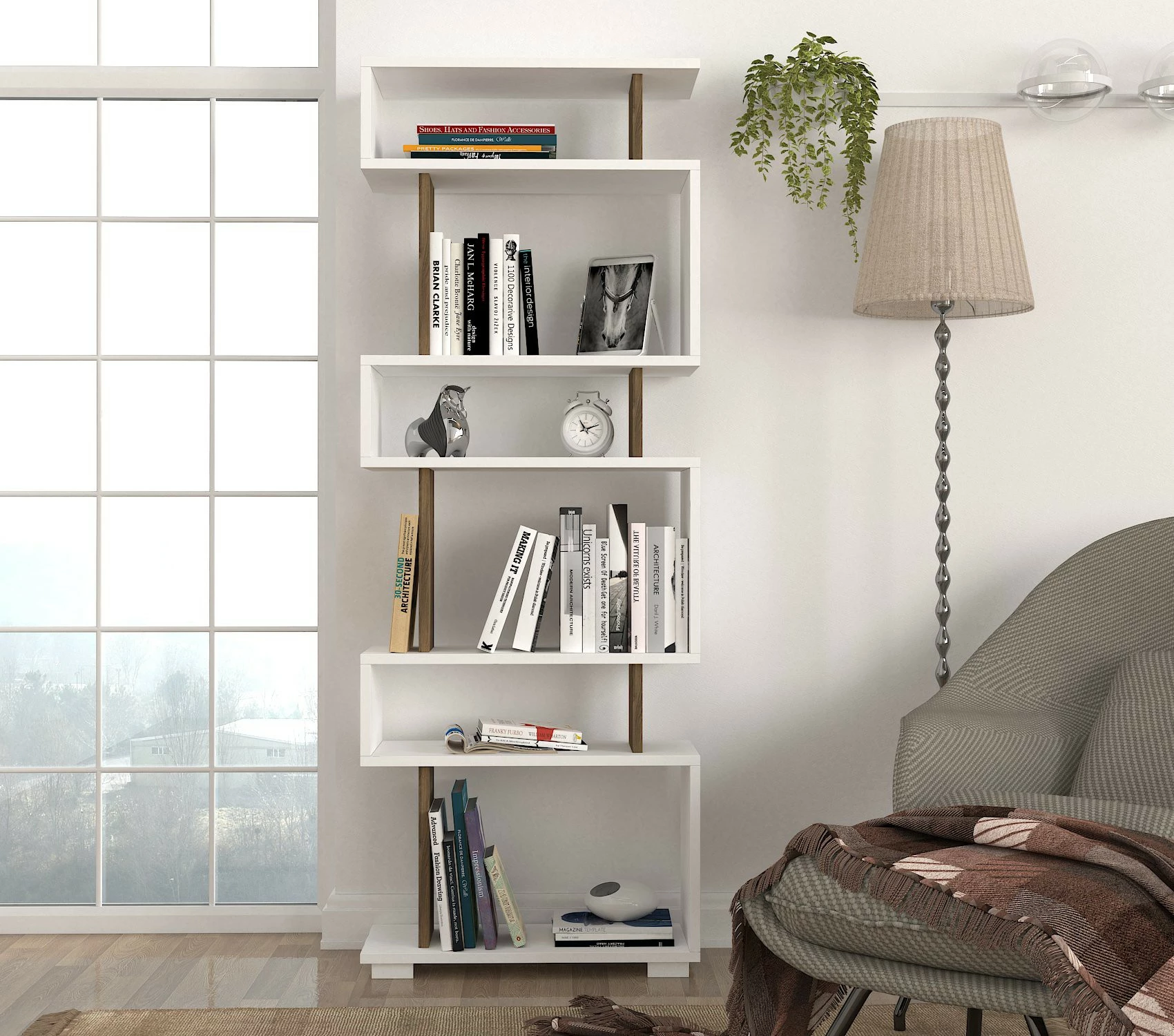 Raft librash Hanah Home, Blok, bardhë-dru arre
