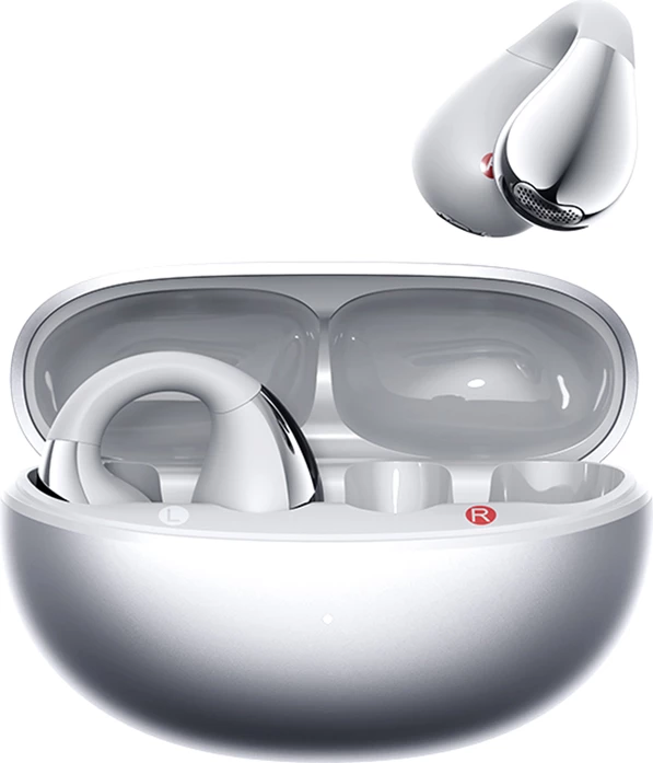 Kufje TWS QCY Crossky Clip C30S, Open-Ear, LDAC Hi-Res, Bluetooth 6.0, 40 orë, IPX5, USB-C, argjendtë