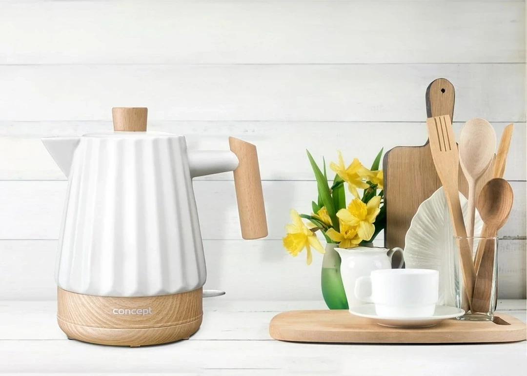 Çajnik elektrik Concept RK0090, 1.5 l, Keramikë, Bardhë