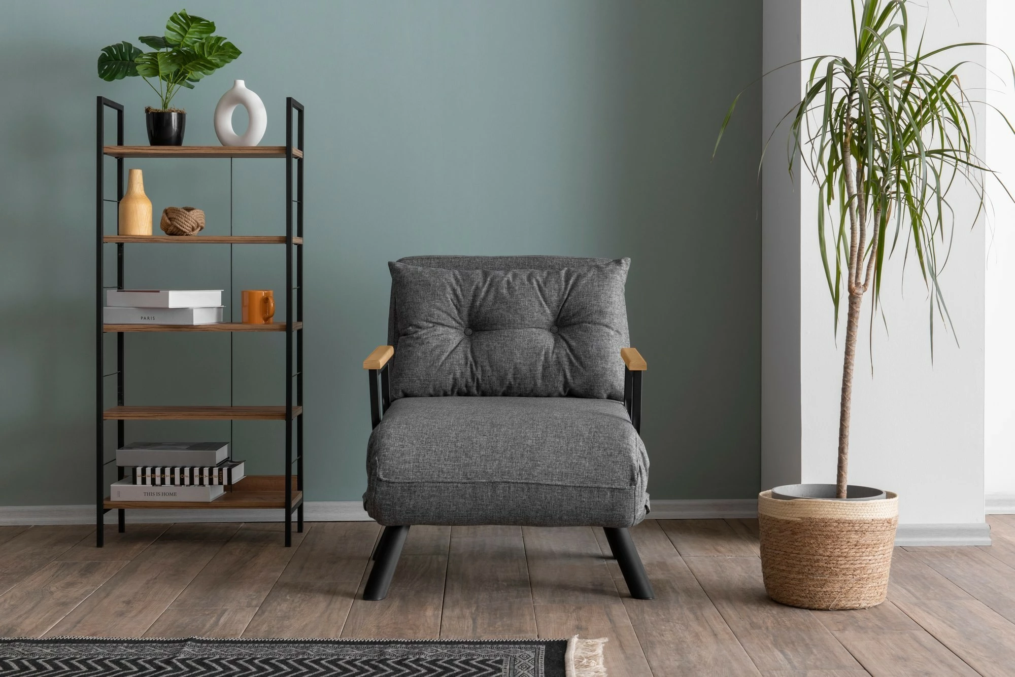 Karrige-shtrat një vendëshe Sando, ngjyrë gri e çelët