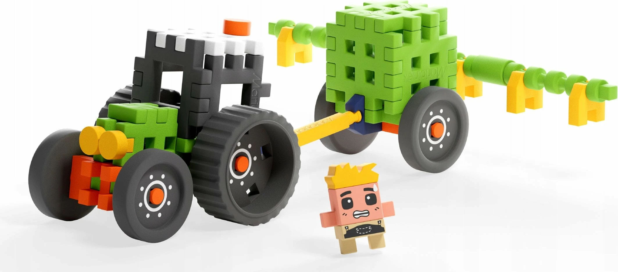 Set blloqesh ndërtimi Marioinex Mini Waffle Farmer Tractor with Sprayer, 50 elemente, 6+