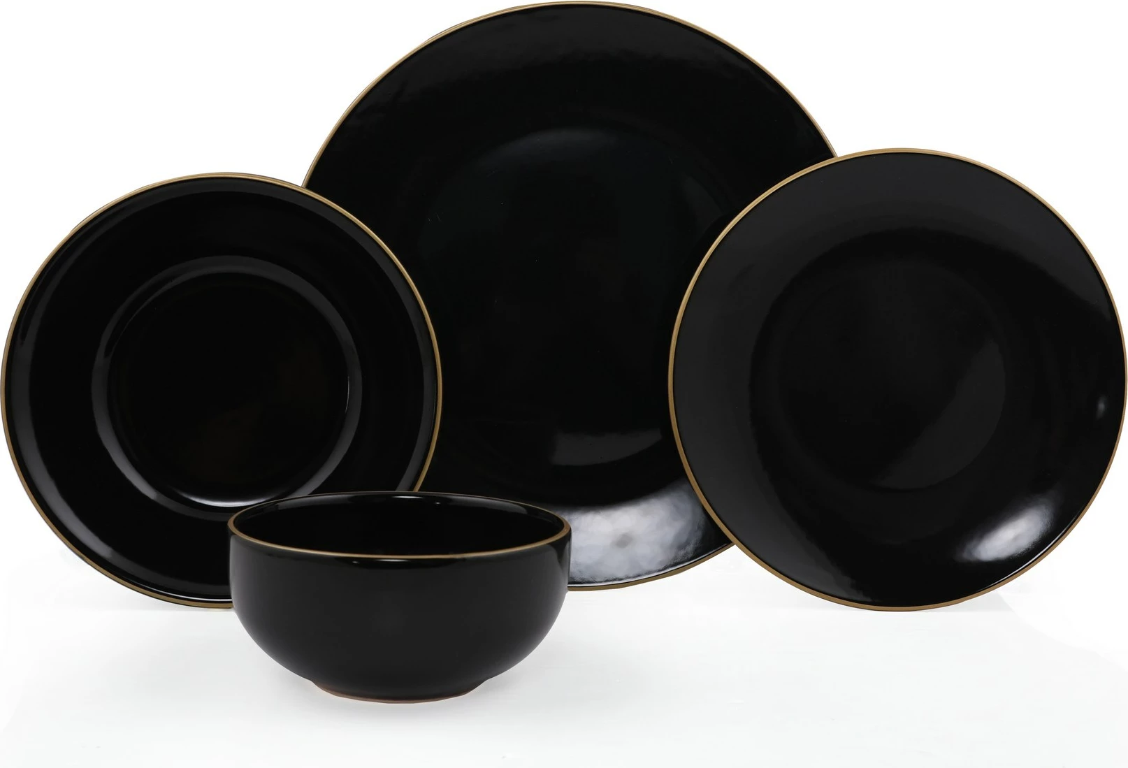 Set enësh darke qeramike, 24 copë, Hermia, TY040424F650A841600MAET600, ngjyrë e zezë dhe ari