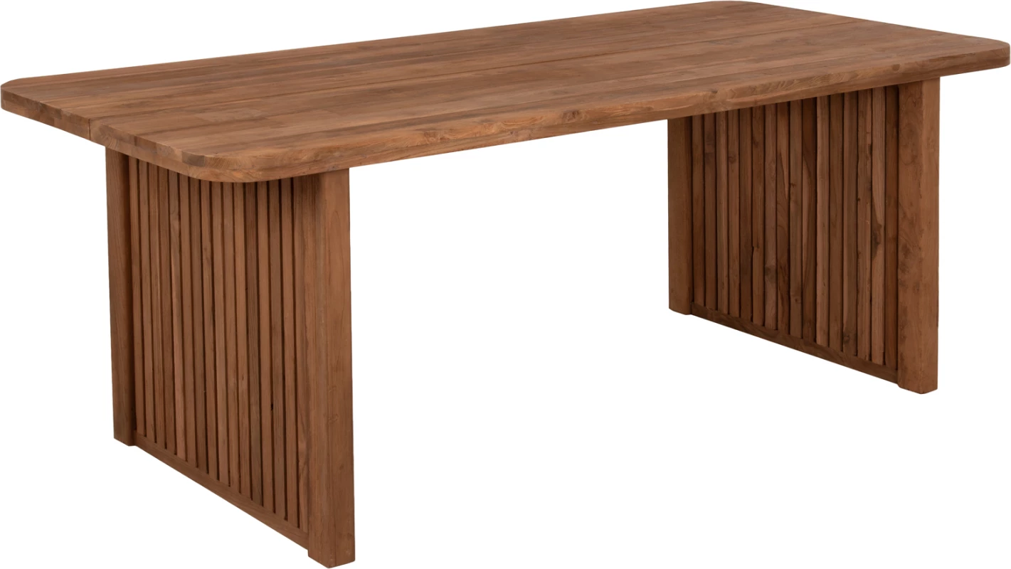 Tavolinë ngrënie Bontang, dru TEAK i ricikluar, ngjyrë natyrale rustike, 200x90x76 cm