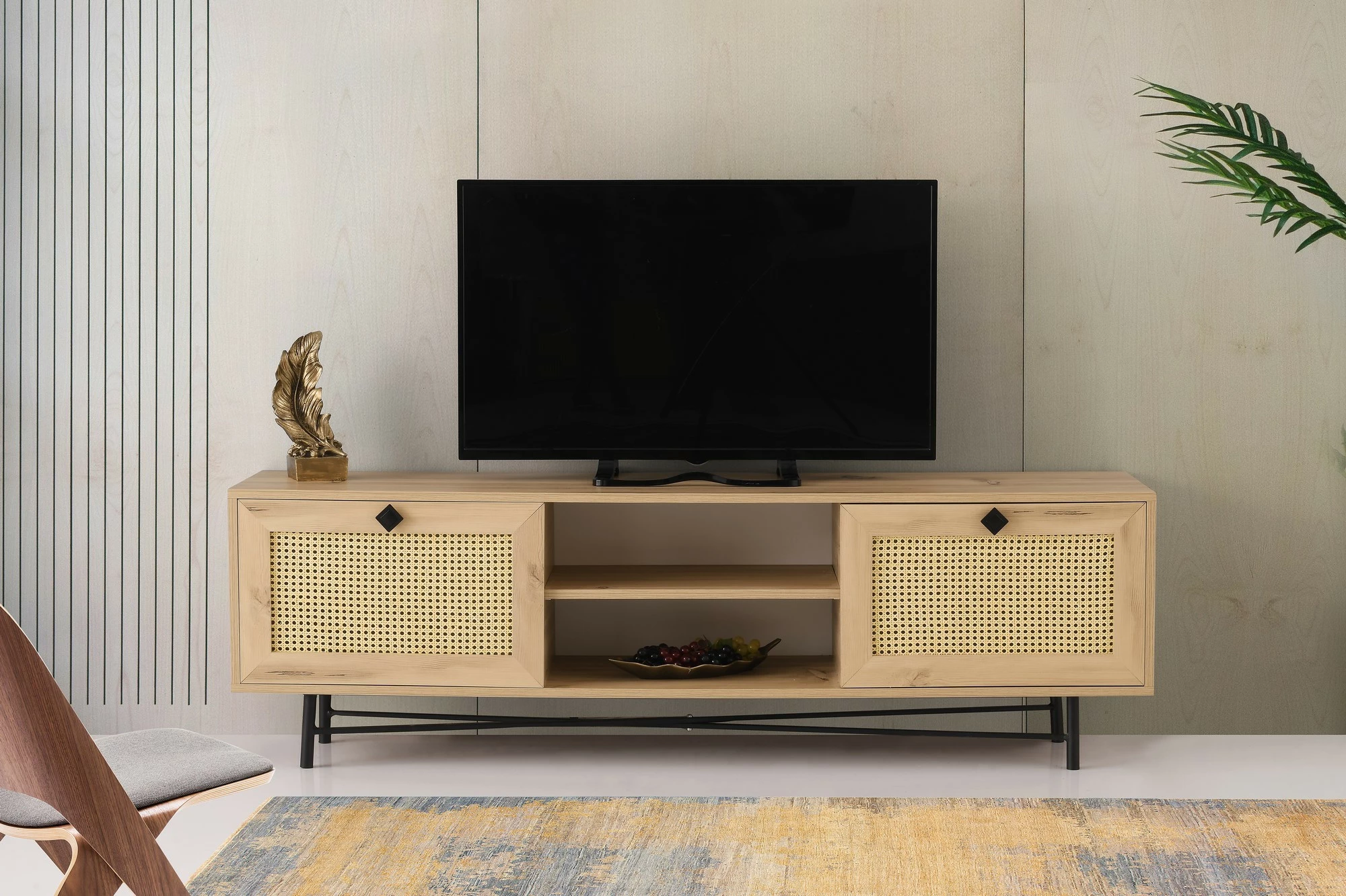 Komodë TV Hanah Home, Begonya 180, ngjyrë lis dhe e zezë