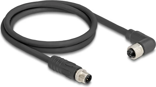 Kabllo sensori M12 DeLOCK 80527, 5 m, RST, M12 mashkull/femër, rezistente ndaj vajit, e zezë