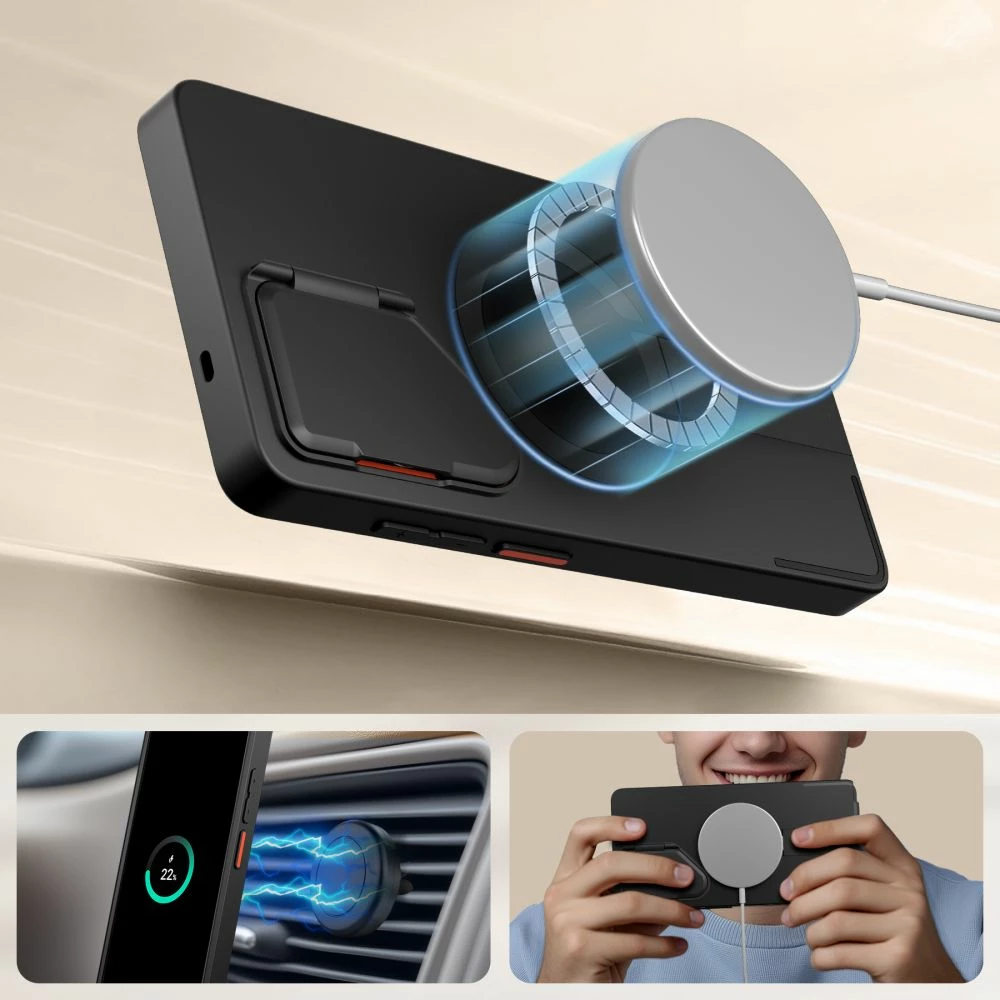 Mbështjellës Tech-Protect Kevlar Aura MagSafe për Samsung Galaxy S25 Ultra, Zi/Portokalli