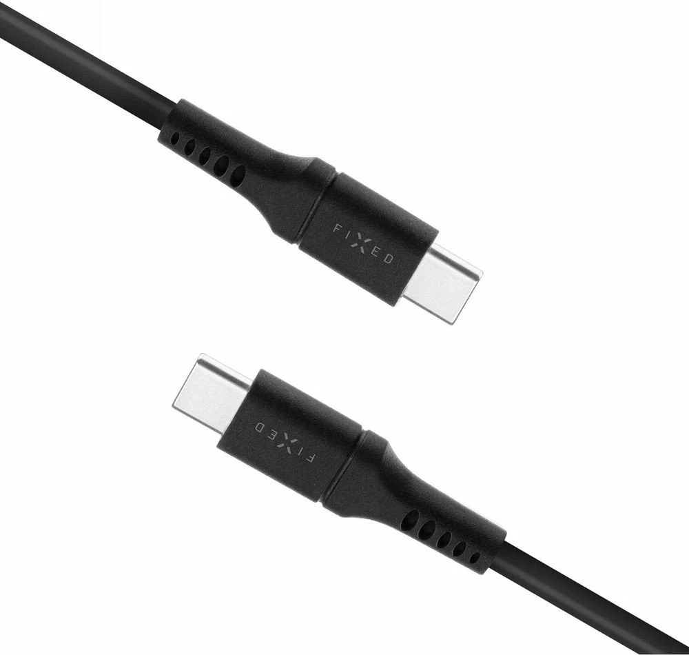 Kabllo USB-C Fixed FIXDLS-CC2-BK, USB-C në USB-C, 2 m, 60W PD, e zezë, me organizues dhe rrip Velcro