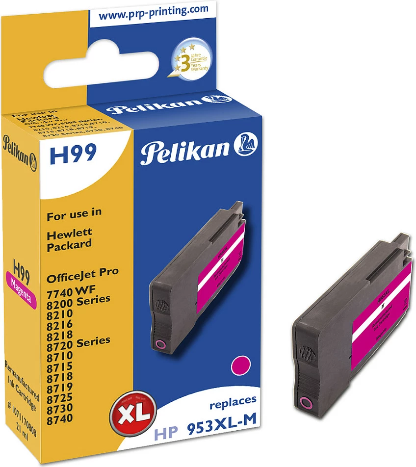 Kartush boje Pelikan H99, zëvendësim HP 953XL (F6U17AE), XL, magenta