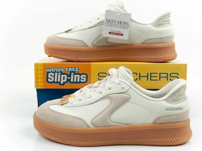 Atlete femra Skechers Lifted Luxe Slip-Ins, të bardha