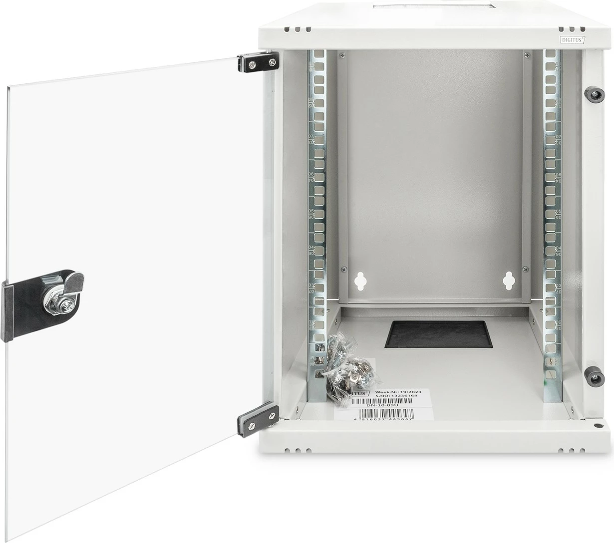Kasë rrjeti Digitus Compact 9HE, 10", montim në mur, xham, gri