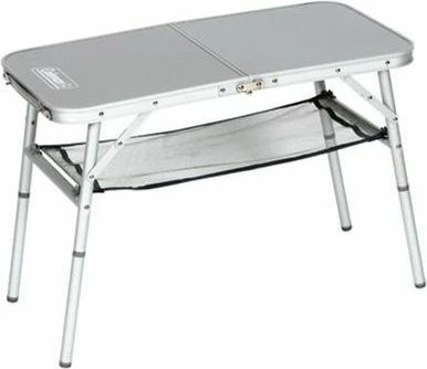 Tavolinë kampingu e palosshme Coleman Mini Camp Table (053-L0000-204395-13), alumini, 80×40 cm, lartësi 32/56 cm, 30 kg, Argjendtë
