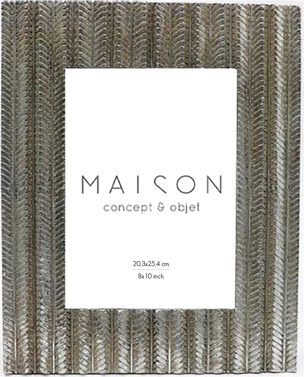 Kornizë Fishbone për foto, ngjyrë argjendi antike, 26x2x31 cm