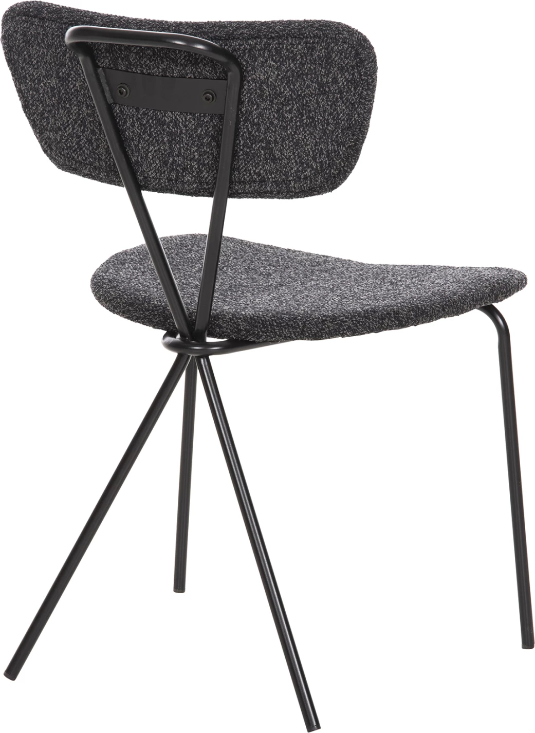 Karrige ngrënieje DORY, kornizë metalike e zezë, pëlhurë gri e errët, 48,5x61x76H cm., set prej 4 copash