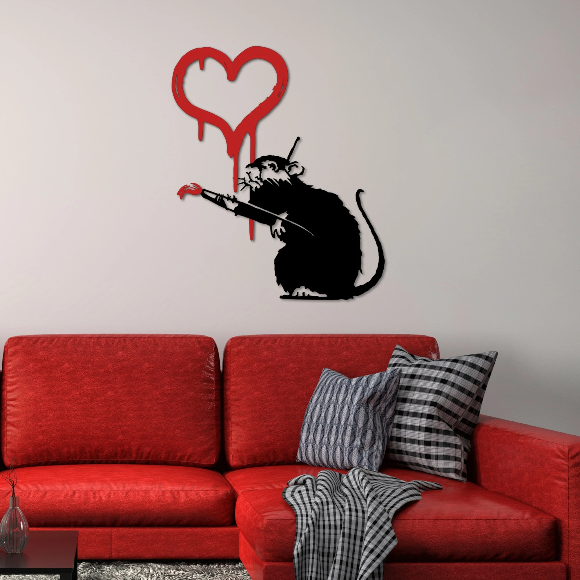 Aksesor dekorativ metalik për mur, Banksy Metal 08, ngjyrë e bardhë, 60x70cm