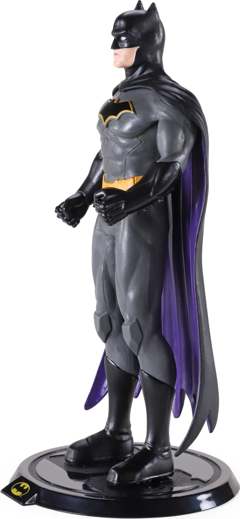 Figurinë fleksibile NOBLE COLLECTION Bendyfig DC Batman (Comic), me bazë ekspozimi, gri/zi