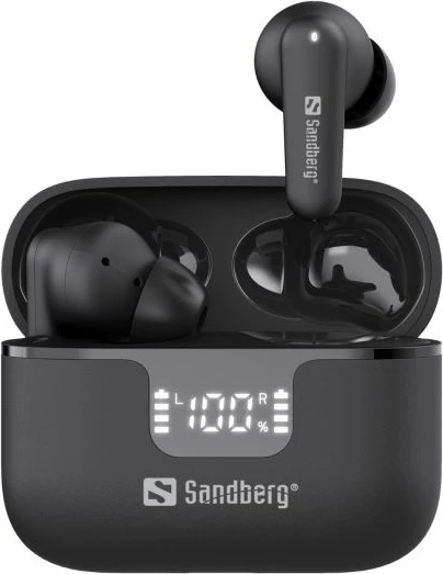 Kufje SANDBERG 126-52 wireless earbuds ANC+ENC, Bluetooth 6.0, USB-C, të zeza, set me kutizë karikimi