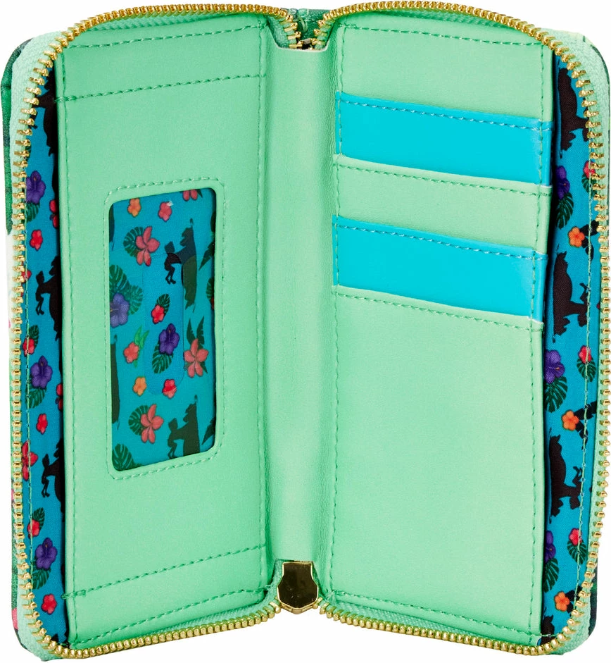Portofol Loungefly Disney The Jungle Book Bare Necessities me zinxhir rreth e rrotull, lëkurë vegane, 4 slote karte + ID, 15.24×10.16 cm, shumëngjyrësh
