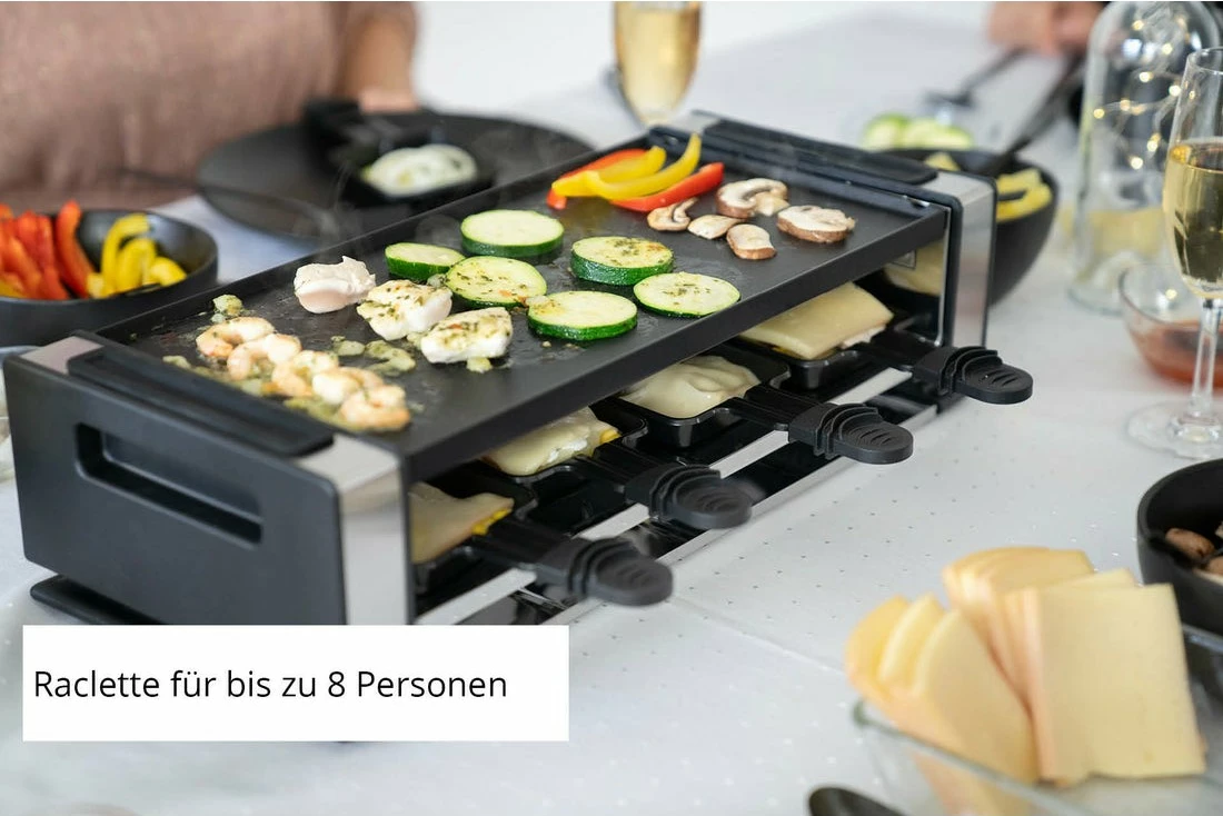 Raclette UNOLD 48730, 8 persona, plastikë, çelik inox, e zezë