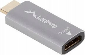 Adapter AV Lanberg AD-HD-DP-01 HDMI (M) në DisplayPort (F) 4K 60Hz, argjend, me furnizim USB-C