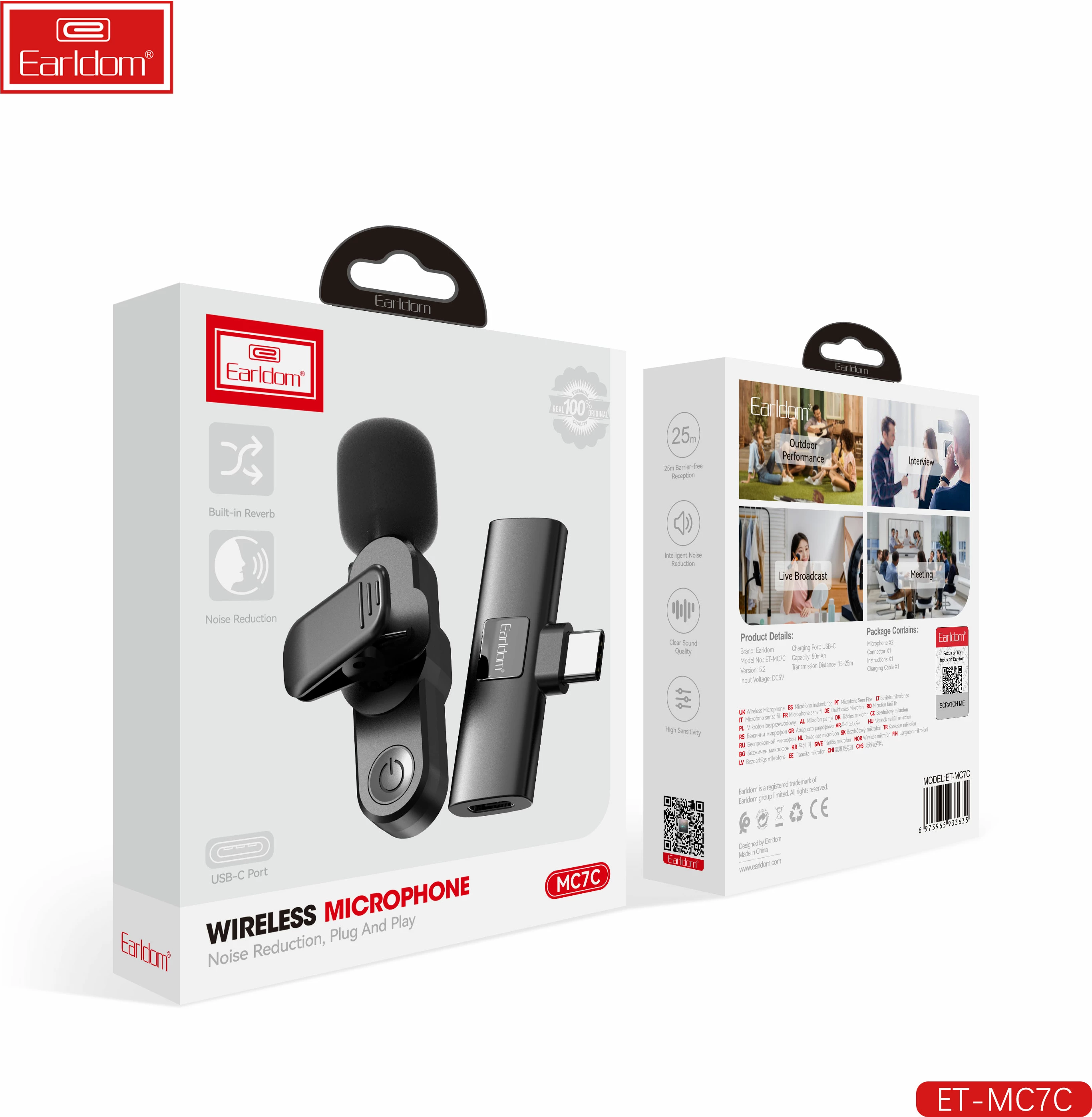 Mikrofon Wireless Lavalier Earldom ET-MC7L (Me lidhje Lightning)